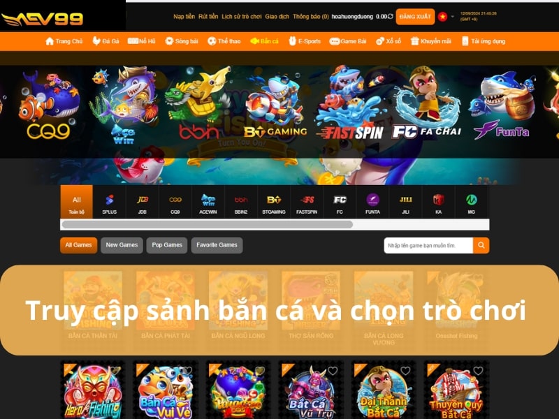 Truy cập vào "Bắn Cá"